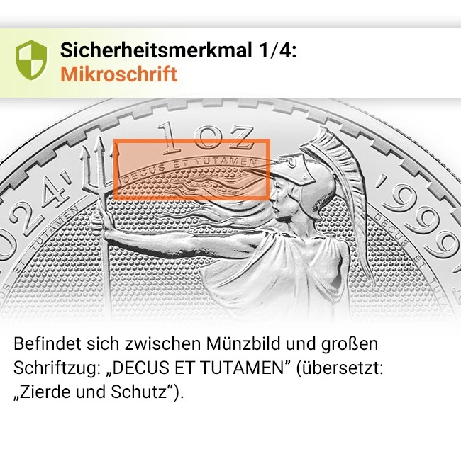 Silber Britannia Sicherheitsmerkmal 1/4