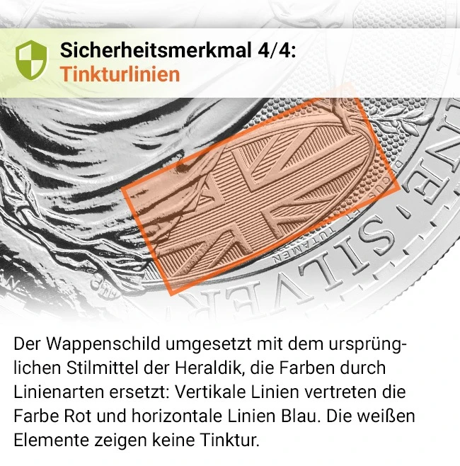 Silber Britannia Sicherheitsmerkmal 4/4