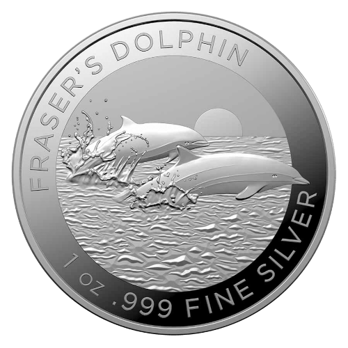 Vorderseite der 1 Unze Silber australien Fraser's Dolphin 2021 von Hersteller Royal Australian Mint