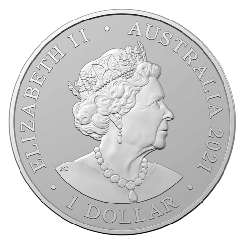 Rückseite der 1 Unze Silber australien Fraser's Dolphin 2021 von Hersteller Royal Australian Mint