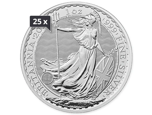 25 x 1 Unze Silber Britannia 2024 25 x 1 Unze Silber Britannia 2024