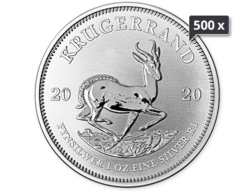 500 x 1 Unze Silber Krügerrand diverse Jahrgänge 500 x 1 Unze Silber Krügerrand diverse Jahrgänge