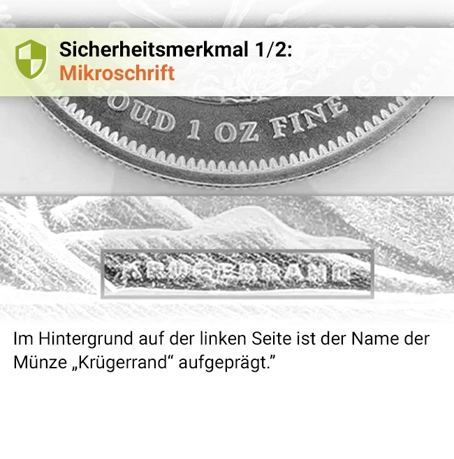 Silber Kruegerrand Sicherheitsmerkmal 1/2