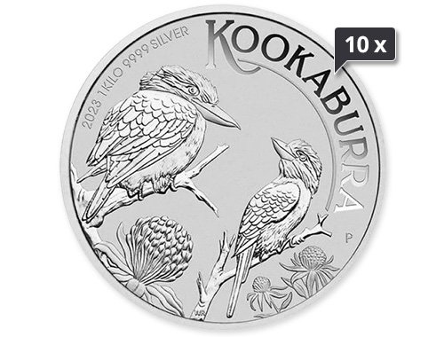 10 x 1 kg Silber Kookaburra 2023