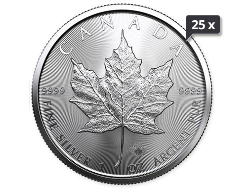 25 x 1 Unze Silber Maple Leaf 2024
