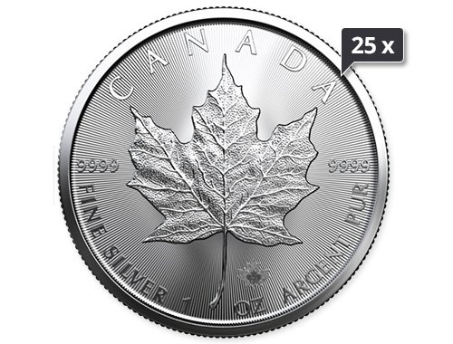 25 x 1 Unze Silber Maple Leaf 2023