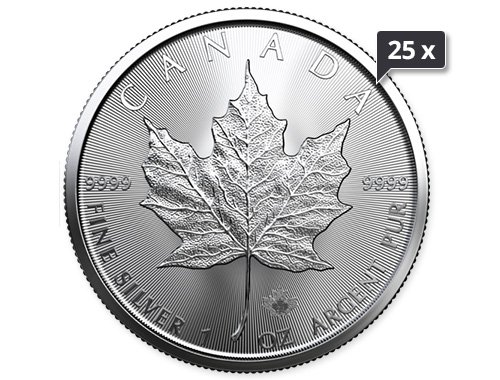 25 x 1 Unze Silber Maple Leaf 2024 (differenzbesteuert)