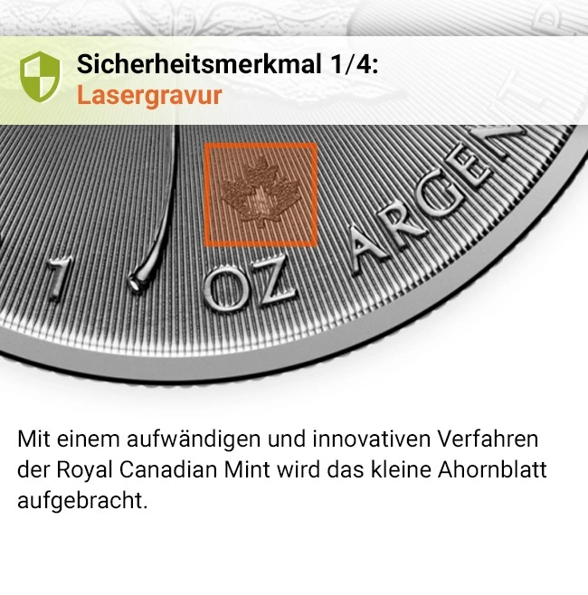 Silber Maple Leaf Sicherheitsmerkmal 1/4