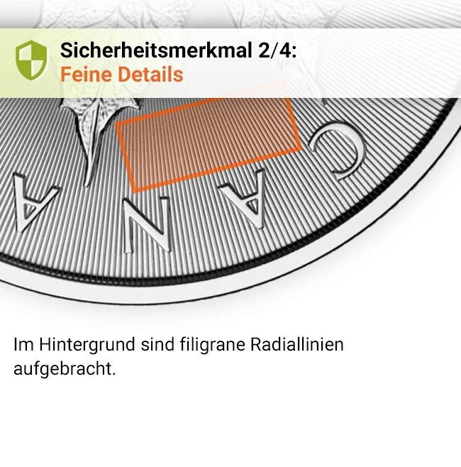Silber Maple Leaf Sicherheitsmerkmal 2/4