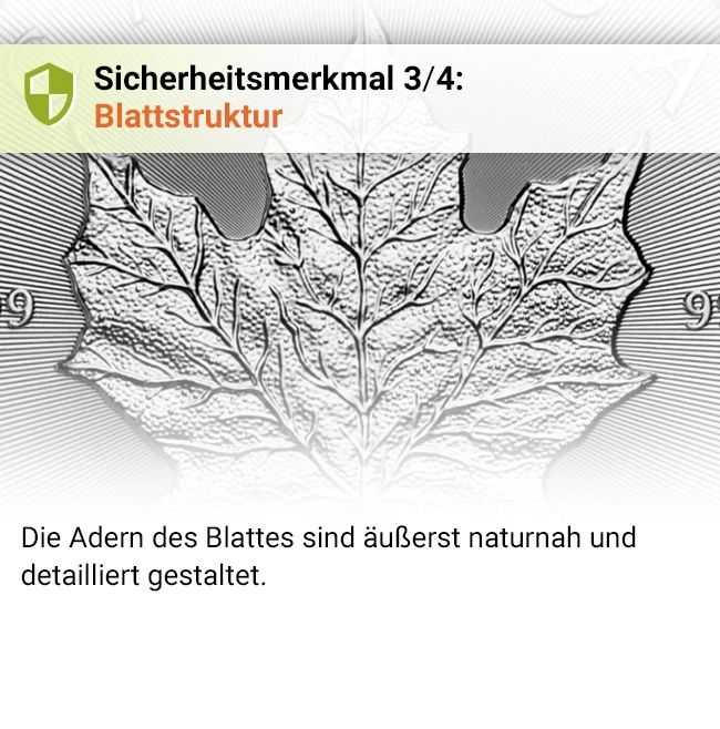 Silber Maple Leaf Sicherheitsmerkmal 3/4