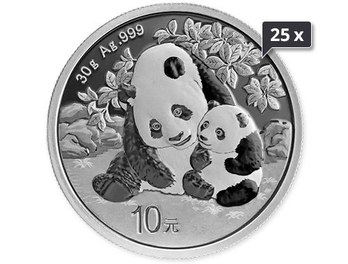 25 x 1 Unze Silber China Panda 2024