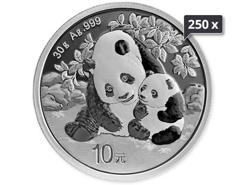250 x 1 Unze Silber China Panda 2024