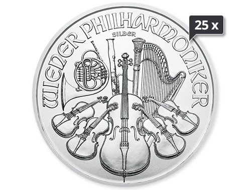 25 x 1 Unze Silber Wiener Philharmoniker 2023