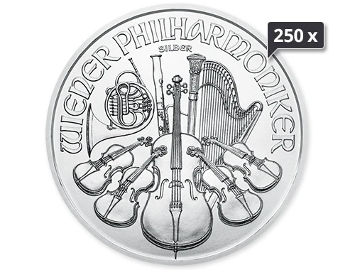 250 x 1 Unze Silber Wiener Philharmoniker 2024