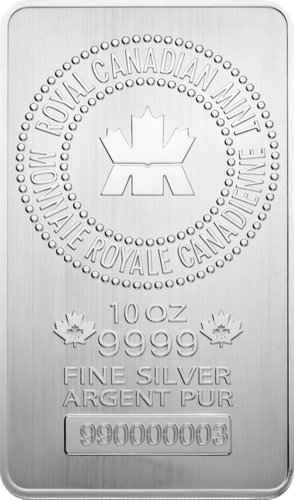10 Unzen Silberbarren Royal Canadian Mint geprägt von Hersteller Royal Canadian Mint
