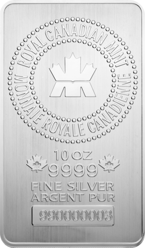 10 Unzen Silberbarren Royal Canadian Mint geprägt von Hersteller Royal Canadian Mint