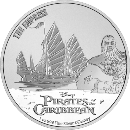 Vorderseite der 1 Unze Silber Disney Fluch der Karibik The Empress 2021 von Hersteller New Zealand Mint