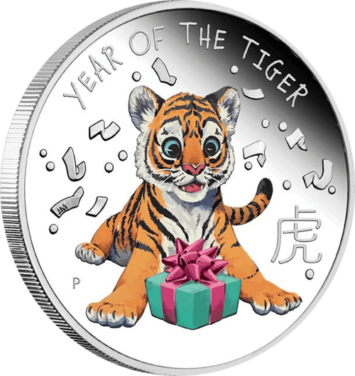 50 cent Silbermünze Baby Tiger 2022