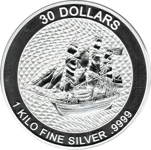 Vorderseite 1 kg Cook Island Silbermünze Bounty 2022