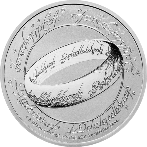 Vorderseite der 1 Unze Silber Herr der Ringe - Der eine Ring 2021 von Hersteller New Zealand Mint
