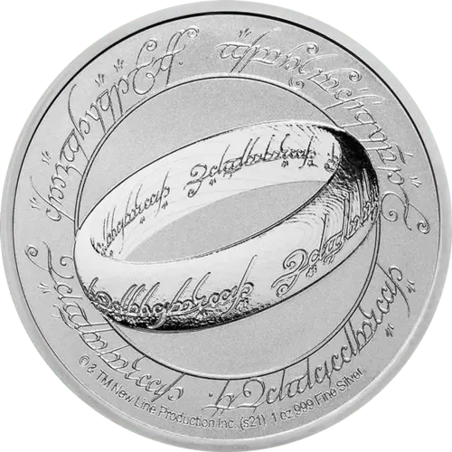 Vorderseite der 1 Unze Silber Herr der Ringe - Der eine Ring 2021 von Hersteller New Zealand Mint