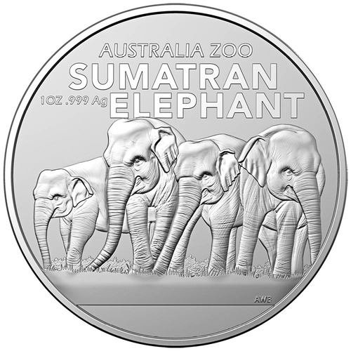 Vorderseite 1 Unze Silber Australia Zoo Elefant 2022 von Hersteller Royal Australian Mint
