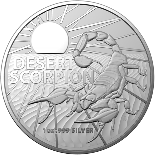 Vorderseite der 1 Unze Silber Wüstenskorpion 2022 von Hersteller Royal Australian Mint