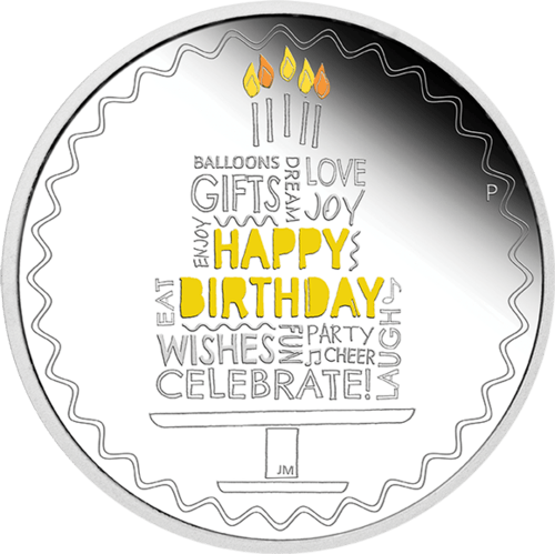 Vorderseite der 1 Unze Silber Happy Birthday 2022 - Polierte Platte von Hersteller Perth Mint