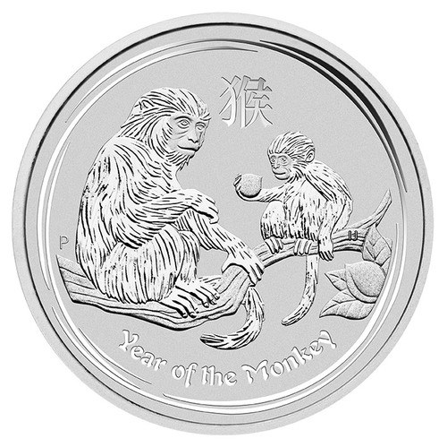 Vorderseite der 1 Unze Silber Lunar Affe 2016 von Hersteller Perth Mint