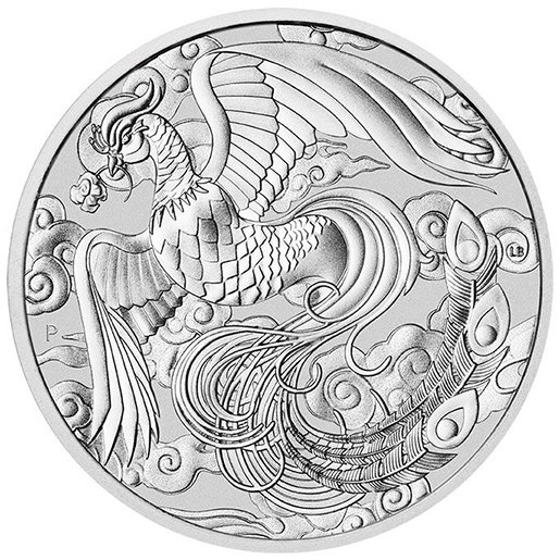 Vorderseite der 1 Unze Silber Chinesische Mythen & Legenden Phoenix 2022 von Hersteller Perth Mint