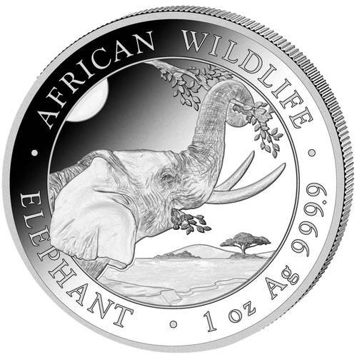 Vorderseite 1 Unze Silber Somalia Elefant 2023 von Hersteller Bayerisches Hauptmünzamt