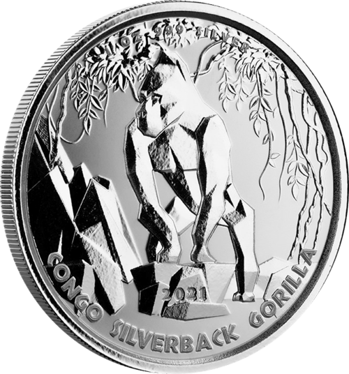 1 Unze Silber Kongo Silberrücken Gorilla 2021 