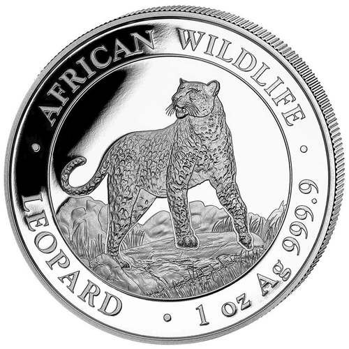 Vorderseite der 1 Unze Silber Somalia Leopard 2022 von Hersteller Bayerisches Hauptmünzamt