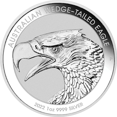 Vorderseite der 1 Unze Silber Wedge-tailed Eagle 2022 von Hersteller Perth Mint