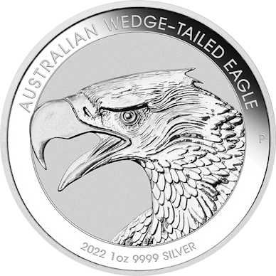 Vorderseite der 1 Unze Silber Wedge-tailed Eagle 2022 von Hersteller Perth Mint