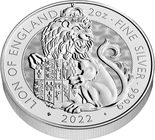 Vorderseite 2 Unzen Silber The Royal Tudor Beasts - Lion of England 2022 von Hersteller Royal Mint