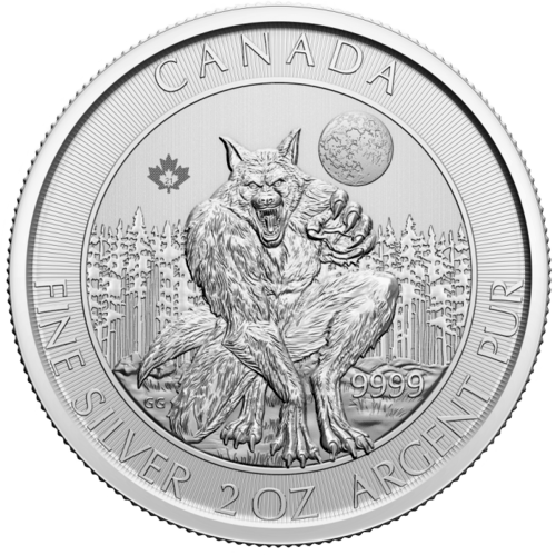 Vorderseite 2 Unzen Silber Werwolf 2021 von Hersteller Royal Canadian Mint