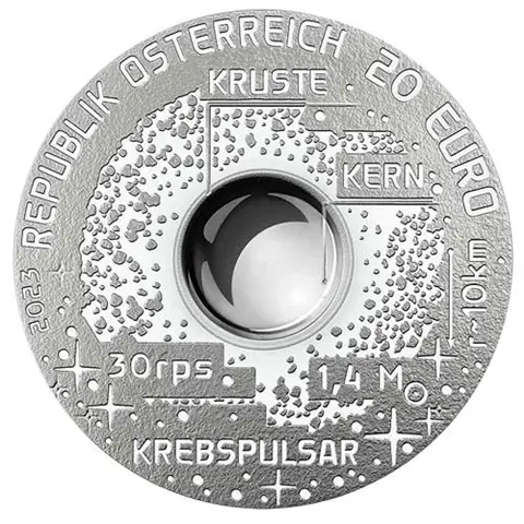 Rückseite 22,42 g Silber 20 Euro Faszination Universum Neutronenstern 2023 Münze Österreich