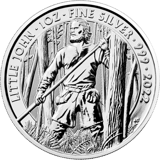 Vorderseite 1 Unze Silber Mythen und Legenden Little John 2022 von Hersteller Royal Mint