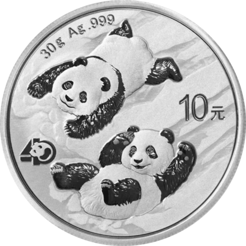 Vorderseite der 30 g Silber China Panda 2022 von Hersteller China Mint