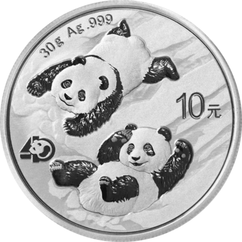 Vorderseite der 30 g Silber China Panda 2022 von Hersteller China Mint