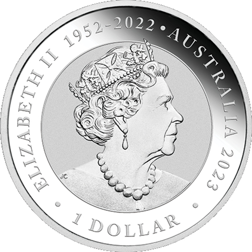 Rückseite der 1 oz Silber Australien Schwan 2023 von Hersteller Perth Mint
