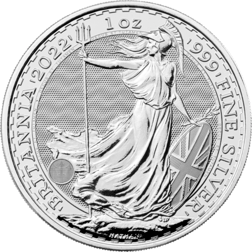 Vorderseite 1 Unze Silber Britannia 2022 von Hersteller Royal Mint