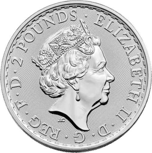 Rückseite 1 unze Silber Britannia 2023 von Hersteller Royal Mint