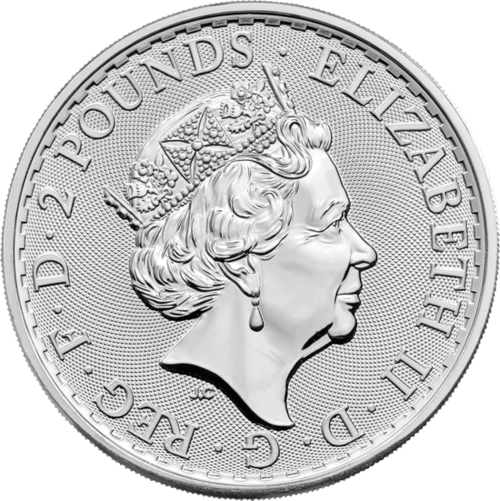 Rückseite 1 unze Silber Britannia 2023 Elizabeth II. von Hersteller Royal Mint