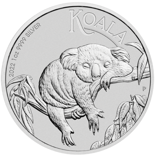 Vorderseite der 1 Unze Silber Australian Koala 2022 von Hersteller  Perth Mint