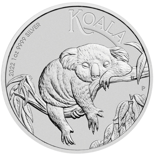 Vorderseite der 1 Unze Silber Australian Koala 2022 von Hersteller  Perth Mint