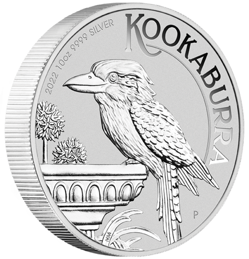 Vorderseite und Rand  der 10 Unzen Silber Kookaburra 2022 von Hersteller Perth Mint