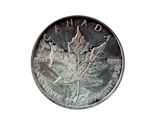 1 Silberunze Maple Leaf angelaufen