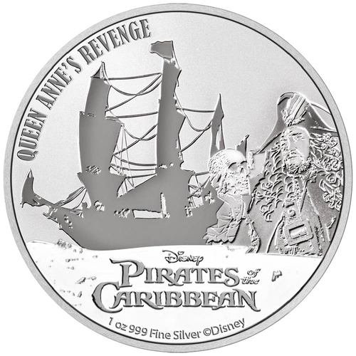 Vorderseited er 1 Unze Silber Disney Fluch der Karibik 2022 von Hersteller New Zealand Mint